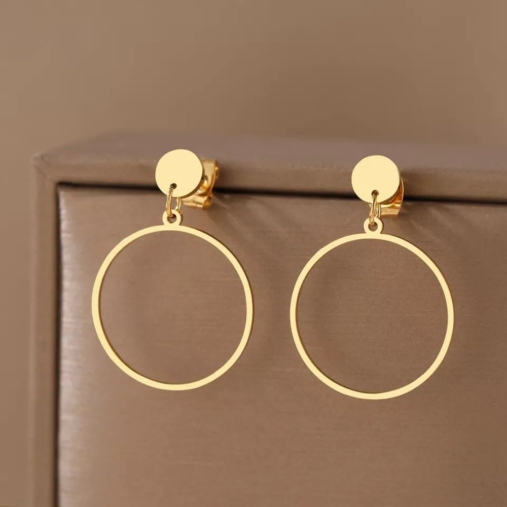 Lightweight Dangle Circle Earrings - Picture 3 of 4